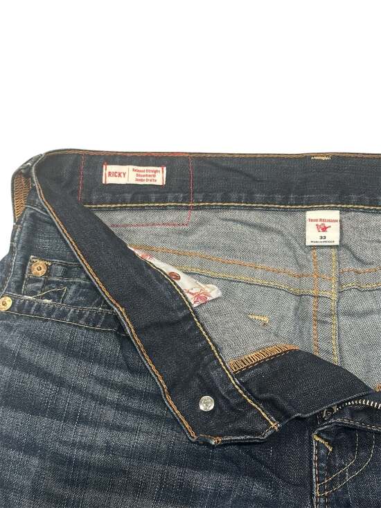 True Religion Ricky Relaxed Straight Dark Wash Jeans Size 33 - Picture 6 of 8